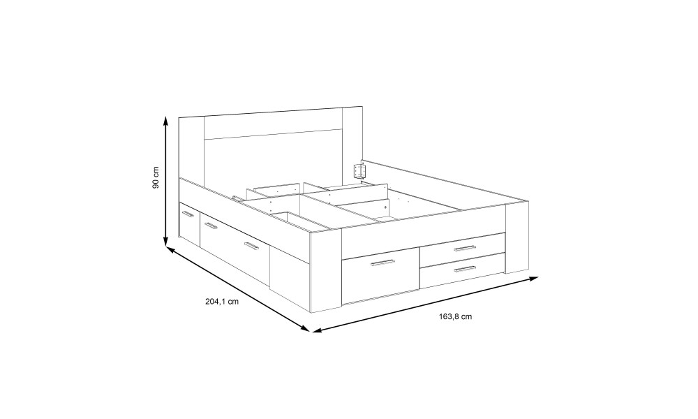 UDINE - Lit pour couchage 160x200 (sans matelas) 