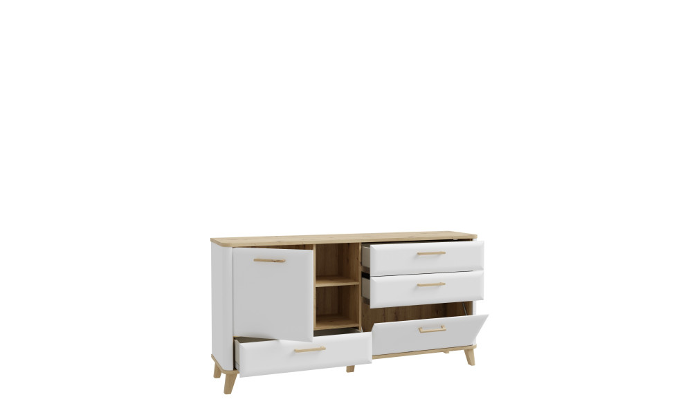 HANDY - Bahut gauche 1 porte 2 niches 2 tiroirs 2 abattants 