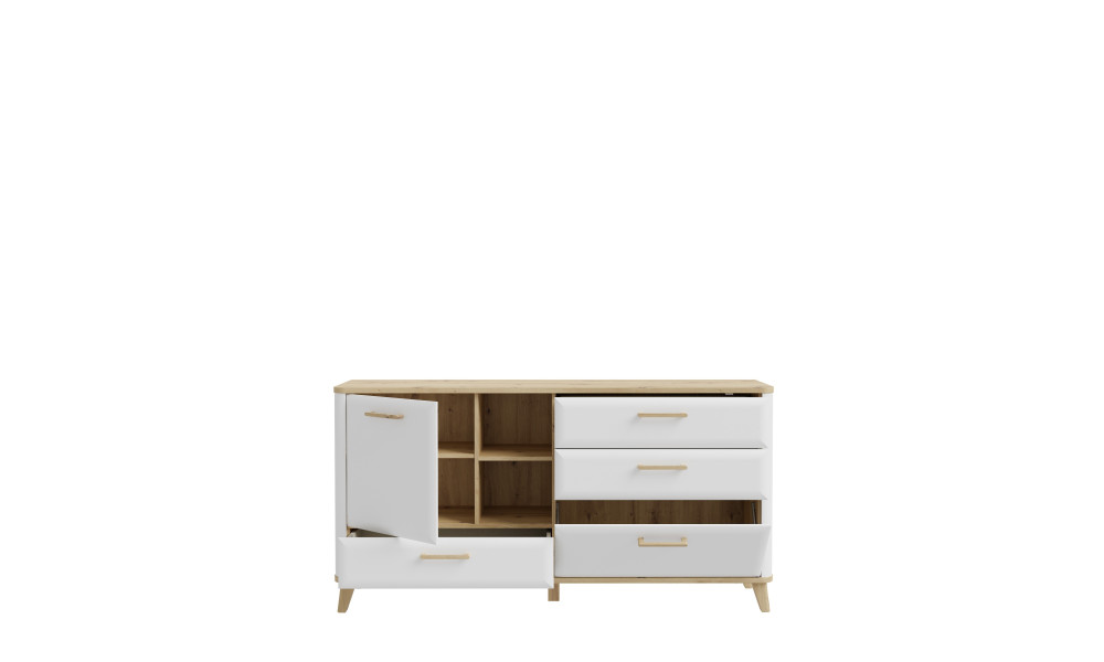 HANDY - Bahut gauche 1 porte 2 niches 2 tiroirs 2 abattants 