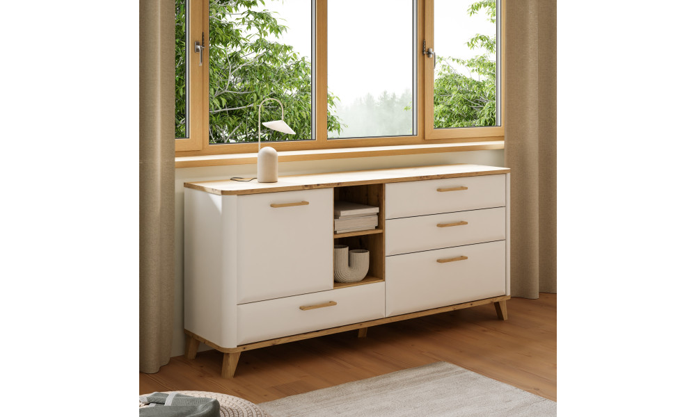 HANDY - Bahut gauche 1 porte 2 niches 2 tiroirs 2 abattants 