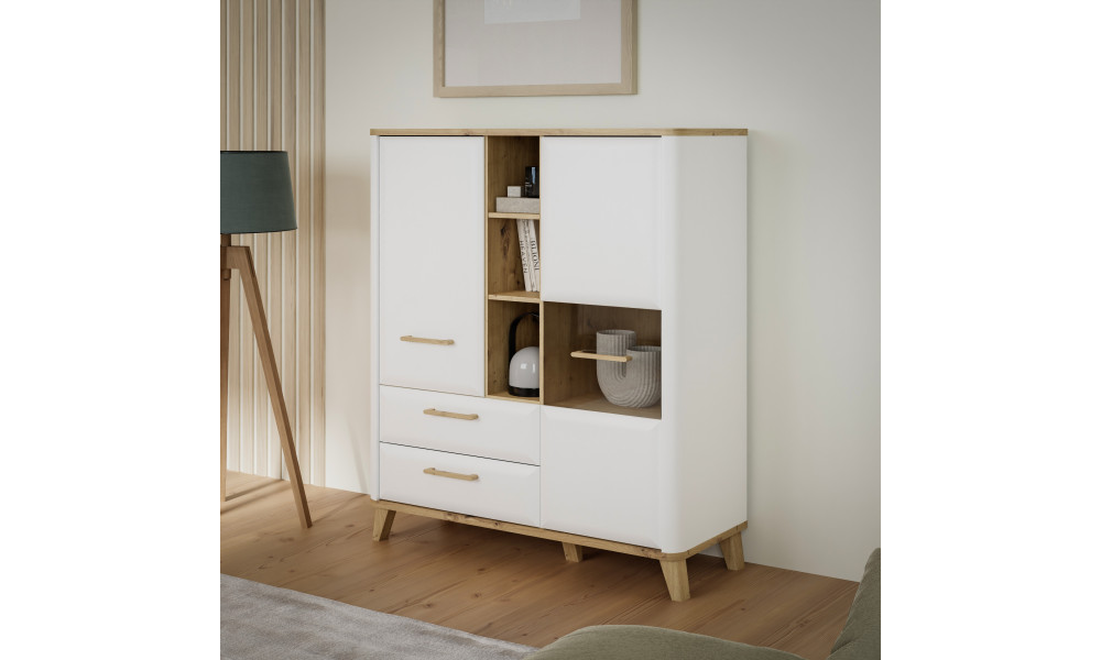 HANDY - Vitrine 2 portes 3 niches 2 tiroirs 