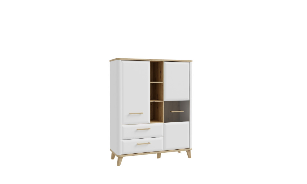 HANDY - Vitrine 2 portes 3 niches 2 tiroirs 