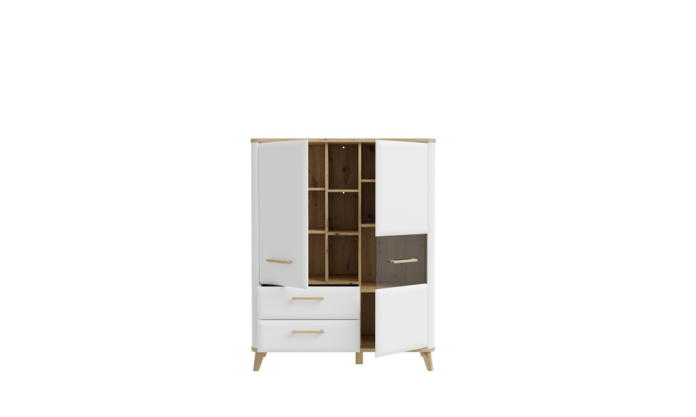 HANDY - Vitrine 2 portes 3 niches 2 tiroirs 