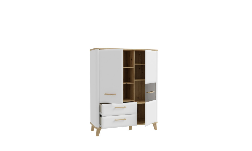 HANDY - Vitrine 2 portes 3 niches 2 tiroirs 