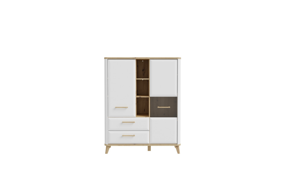 HANDY - Vitrine 2 portes 3 niches 2 tiroirs 