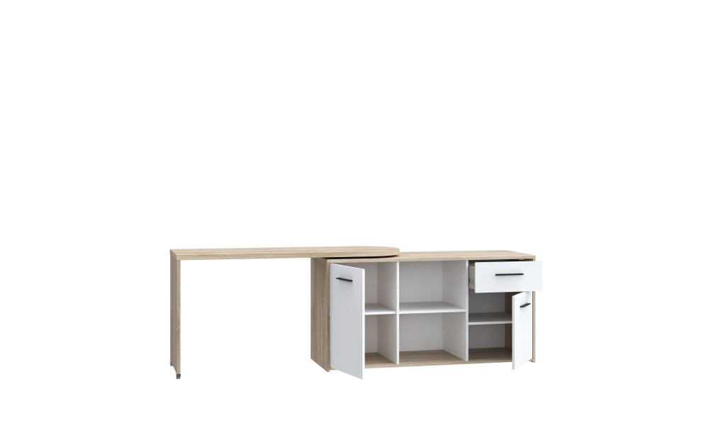 ALICIA - Bureau droit 2 portes, 2 tablettes, 1 tiroir, 2 niches 