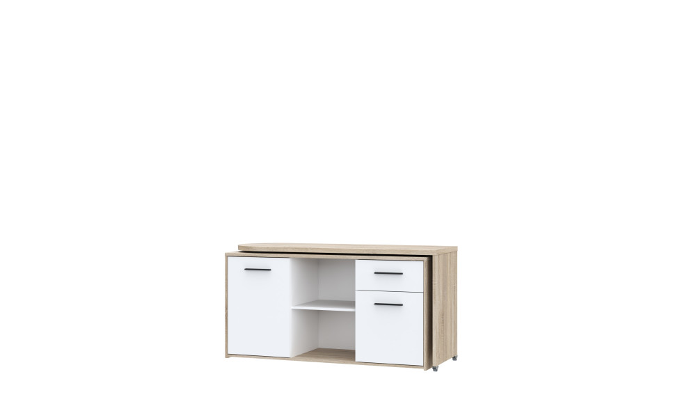 ALICIA - Bureau droit 2 portes, 2 tablettes, 1 tiroir, 2 niches 