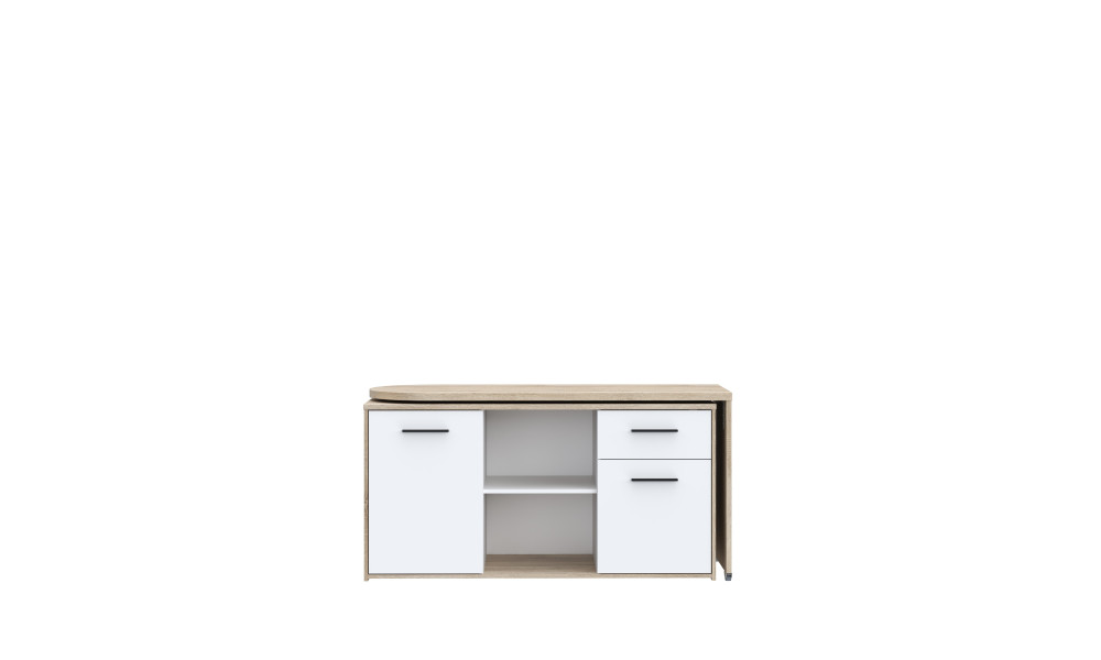 ALICIA - Bureau droit 2 portes, 2 tablettes, 1 tiroir, 2 niches 