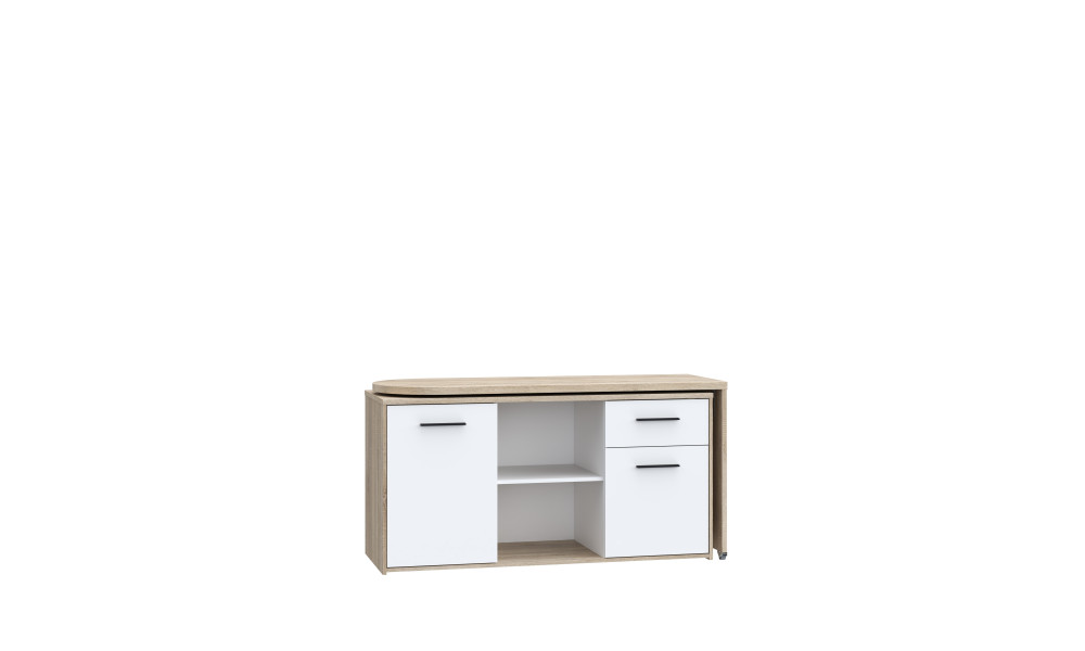 ALICIA - Bureau droit 2 portes, 2 tablettes, 1 tiroir, 2 niches 