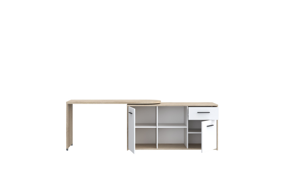 ALICIA - Bureau droit 2 portes, 2 tablettes, 1 tiroir, 2 niches 