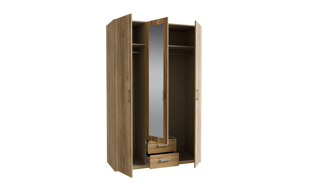ECONOBOX - Armoire 3 portes 1 miroir 2 tiroirs 