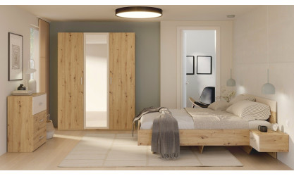 TANAIA - Lit pour couchage 160x200 + 2 chevets suspendus 