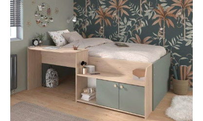 JADE - Lit combi pour couchage 90x190 avec bureau et rangement 