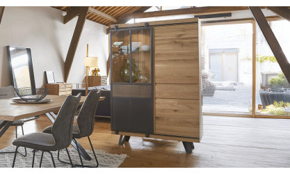 FUSION - Vitrine 1 porte coulissante avec éclairage  
