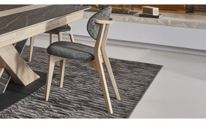 THALÈS - Chaise dos tapissé, poignée chêne 
