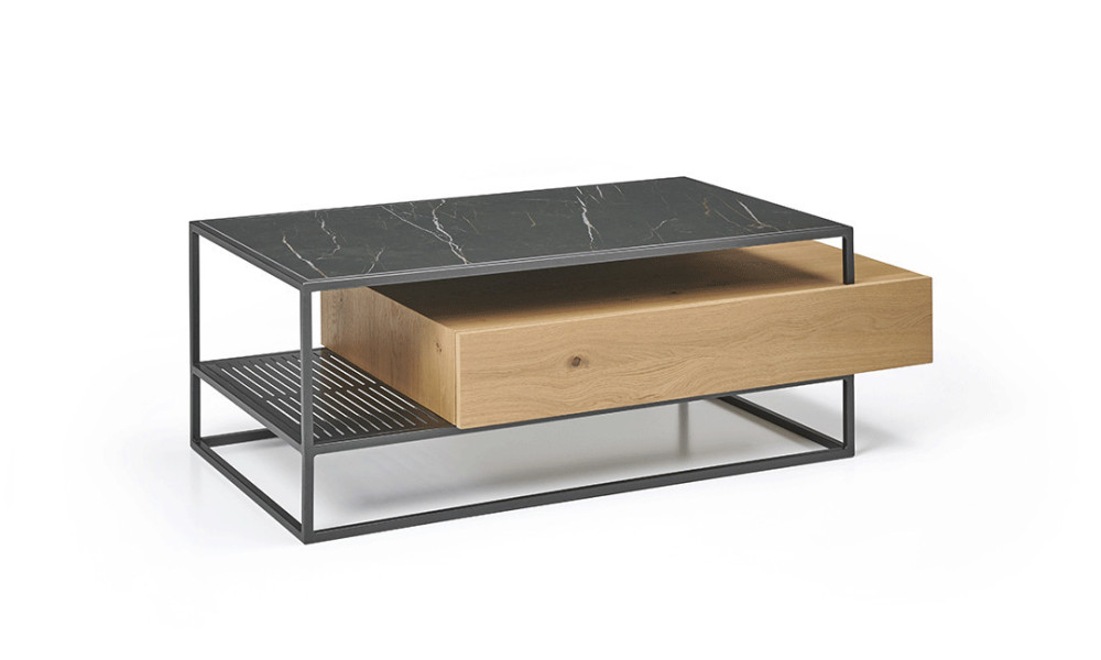 DESK - Bureau relevable dessus céramique sur verre  