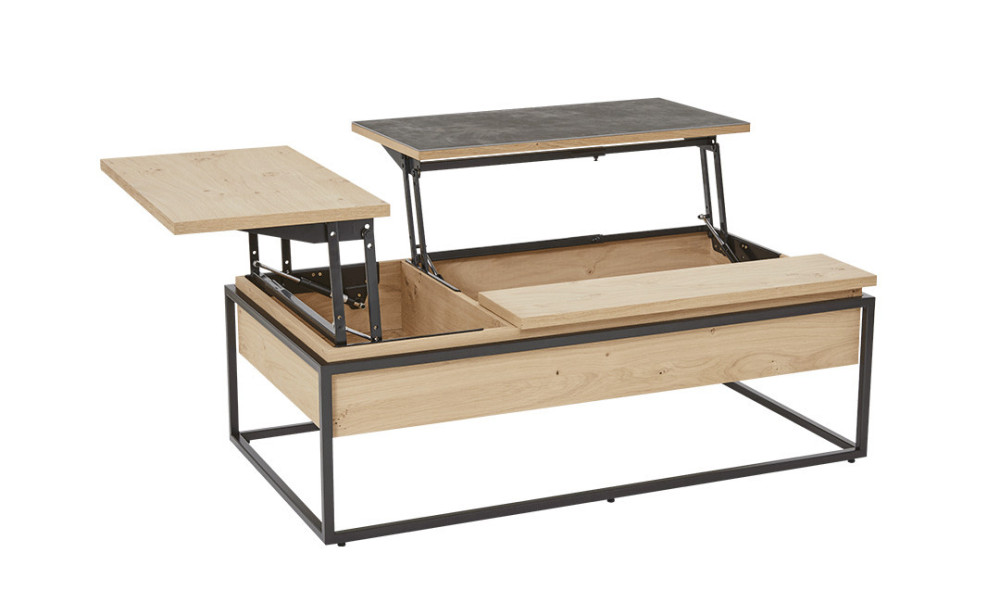 DESK - Bureau relevable dessus céramique sur verre  