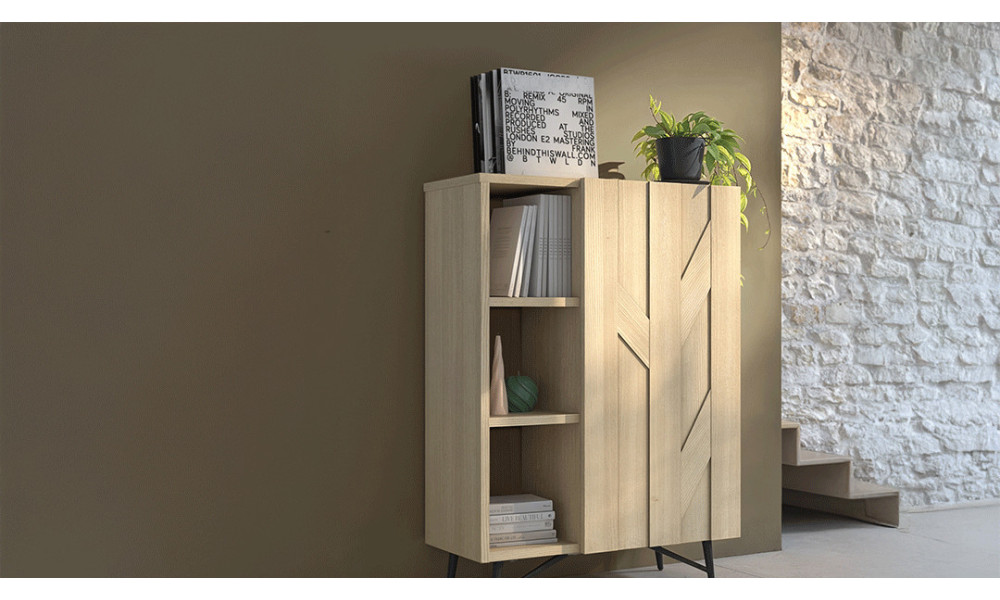 CANOPEE - Meuble 1 porte battante 3 niches  