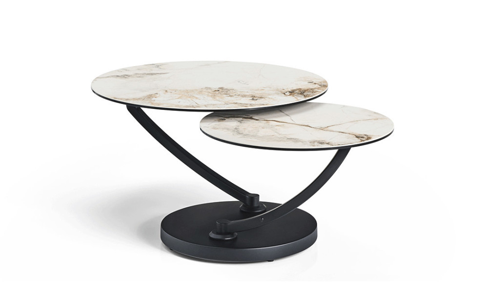 MAGMA  - Table basse double plateau céramique pivotant  