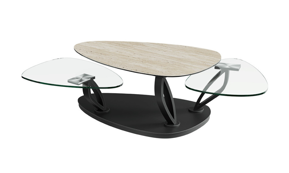 NOLIAS - Table basse plateaux pivotant avec roulettes  