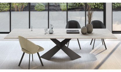 CANOPEE - Table pied papillon céramique travertin  