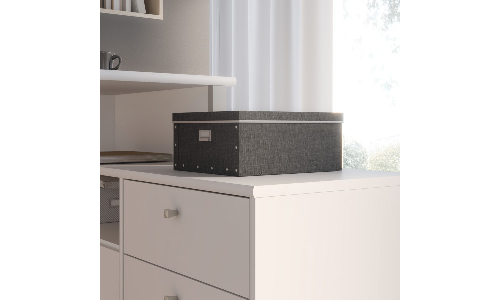 TAIMA - Bureau d'angle gauche décor blanc mat / gris 