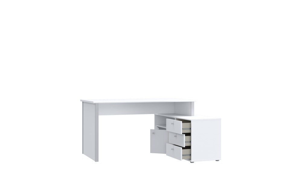 TAIMA - Bureau d'angle gauche décor blanc mat / gris 