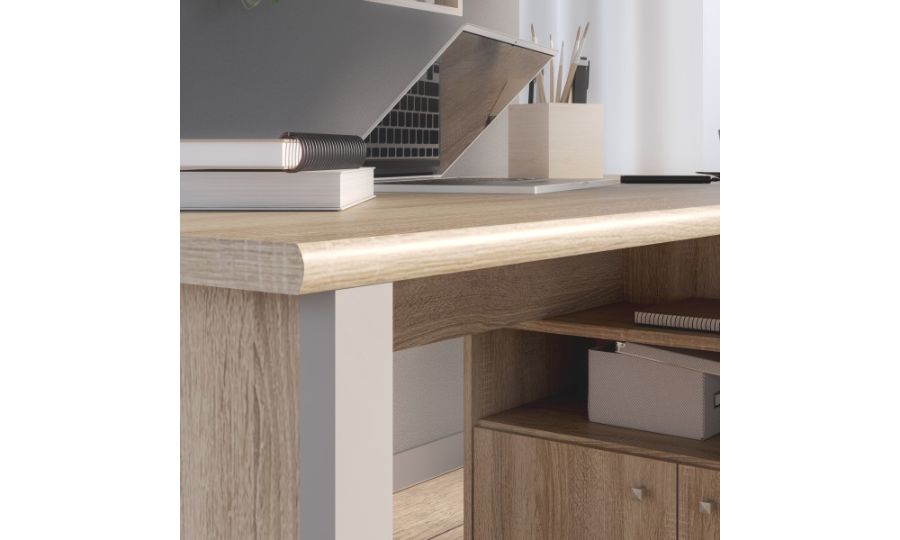 TAIMA - Bureau d'angle gauche décor imitation chêne sonoma / gris 