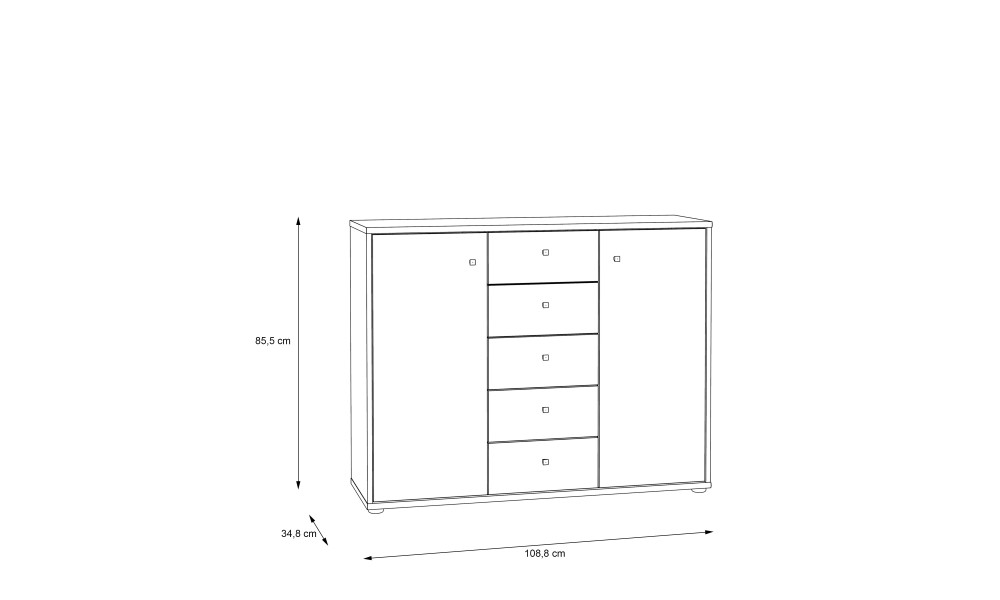 TAIMA - Commode 2 portes 5 tiroirs 
