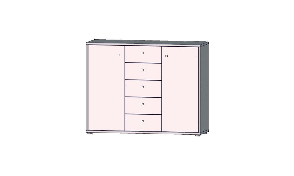 TAIMA - Commode 2 portes 5 tiroirs 