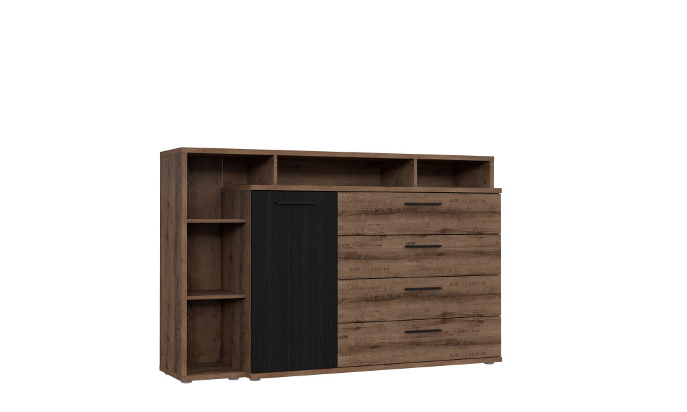 MICHELLE - Commode gauche 1 porte 1 tablette 4 tiroirs 5 niches 