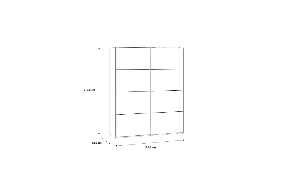 MICHELLE - Armoire 2 portes coulissantes dont 1 miroir 