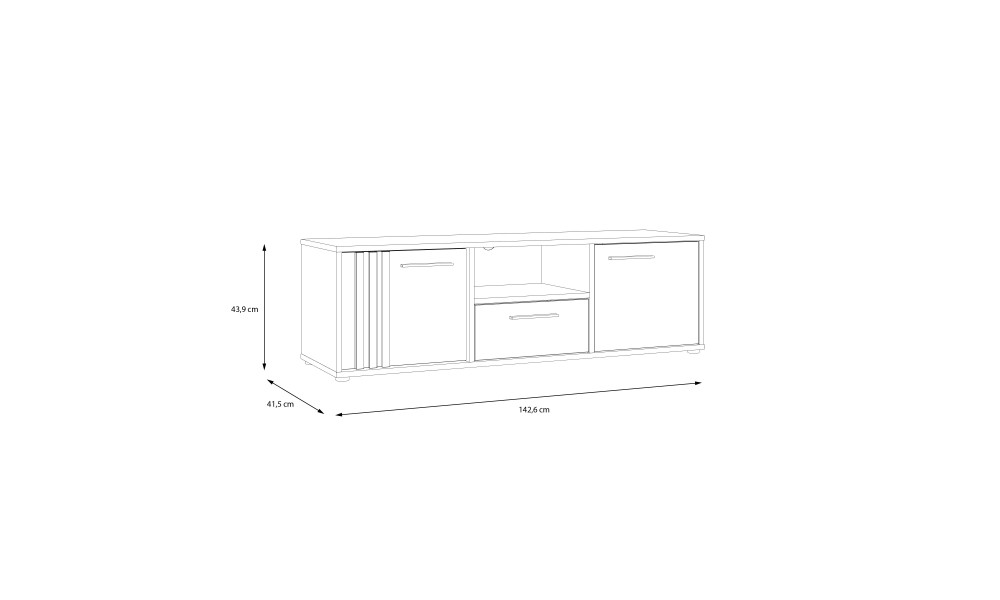 CARDIGANE - Meuble TV-Hifi 2 portes 1 tiroir 1 niche blanc / imitation chêne artisan 
