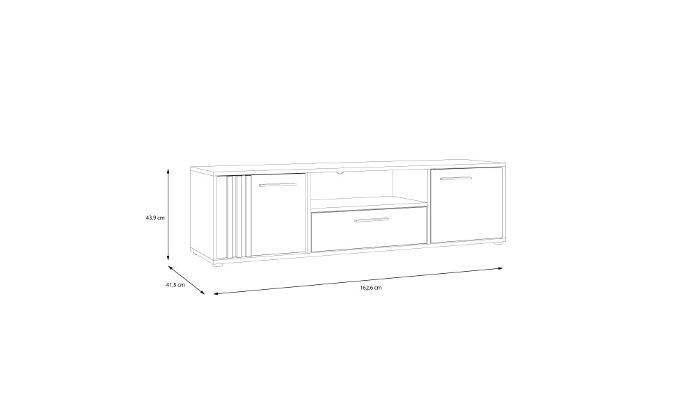 CARDIGANE - Meuble TV-Hifi 2 portes 1 tiroir 1 niche blanc / imitation chêne artisan 