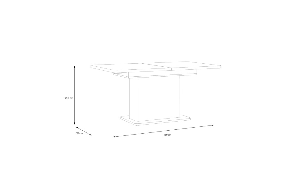 VALERIE - Table extensible de 1 allonge de 40 
