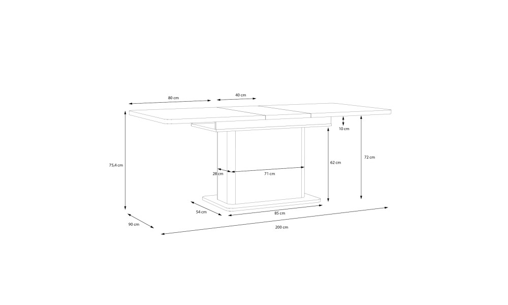 VALERIE - Table extensible de 1 allonge de 40 