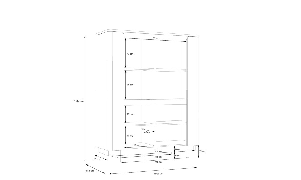VALERIE - Vitrine 2 portes 2 étagères 2 portes vitrées 2 étagères 