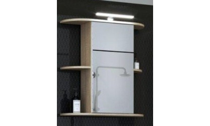 HINANO - Meuble haut 1 porte miroir 4 niches (2 tablettes) 