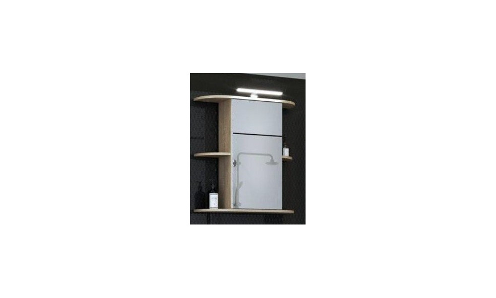 HINANO - Meuble haut 1 porte miroir 4 niches (2 tablettes) 